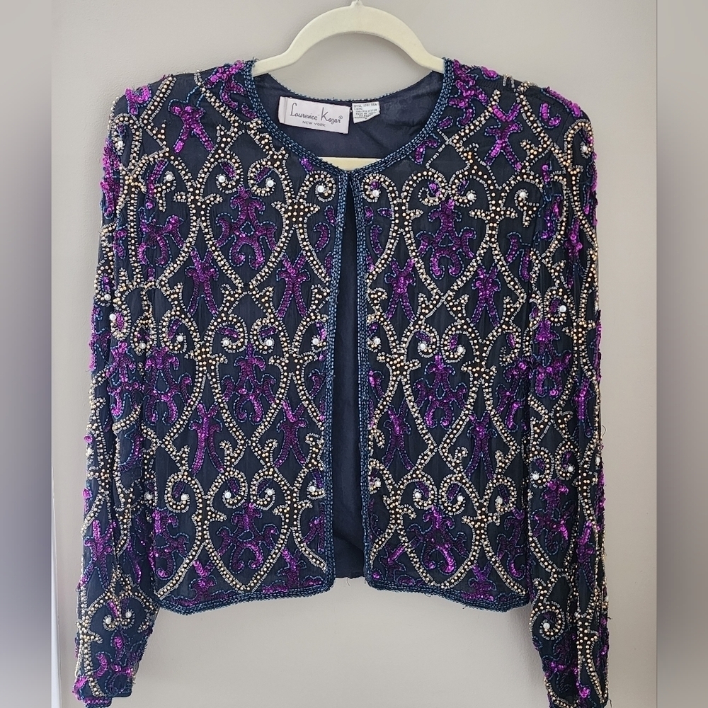 Vintage Lawrence Kazar Embellished Blazer Jacket #1553